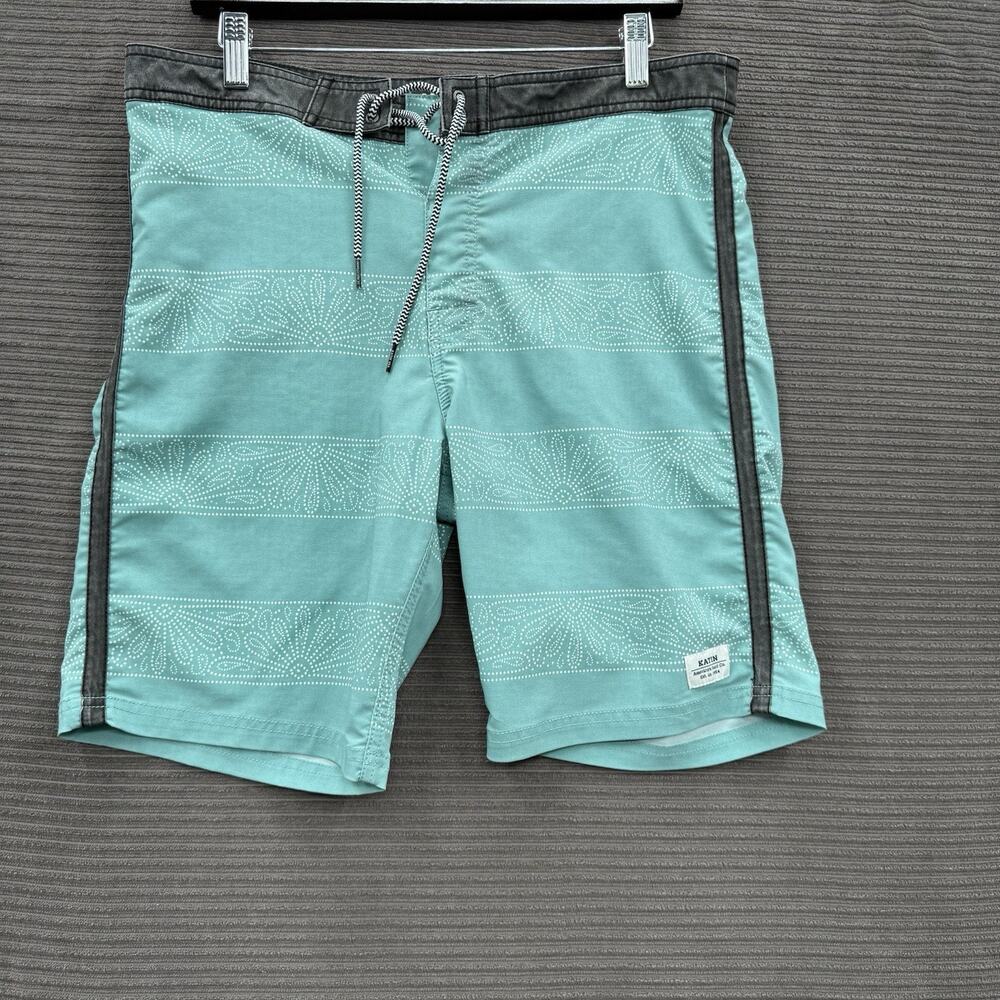 Katin Short Men 32 Green Polyester Beach Weekend‎ Outdoors 9' Inseam Drawstring.